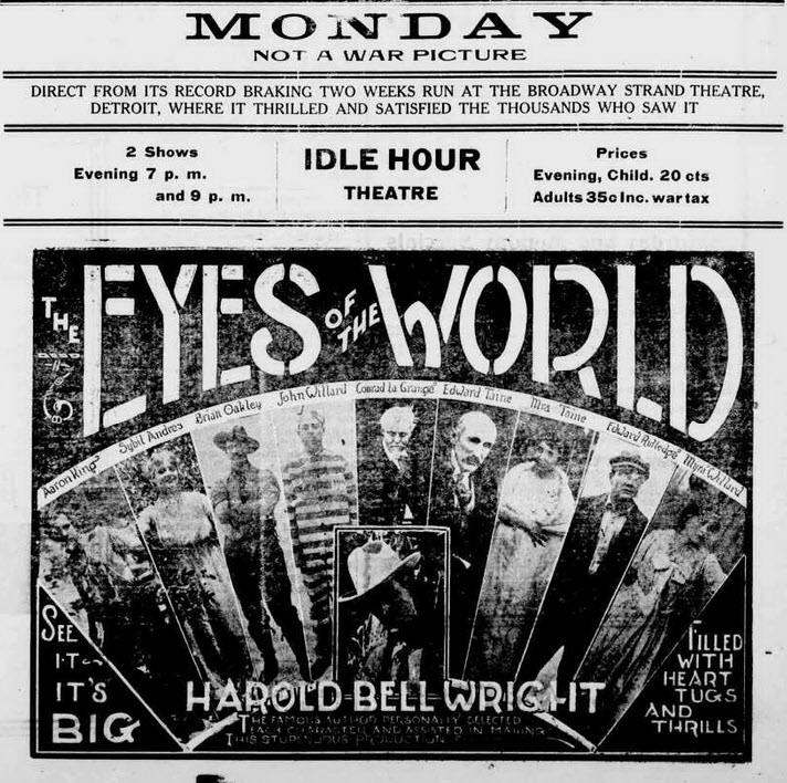 Idle Hour Theater - Oct 17 1919 Ad